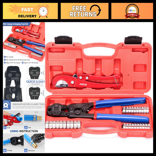 Pex crimping tool kit with - crimping,